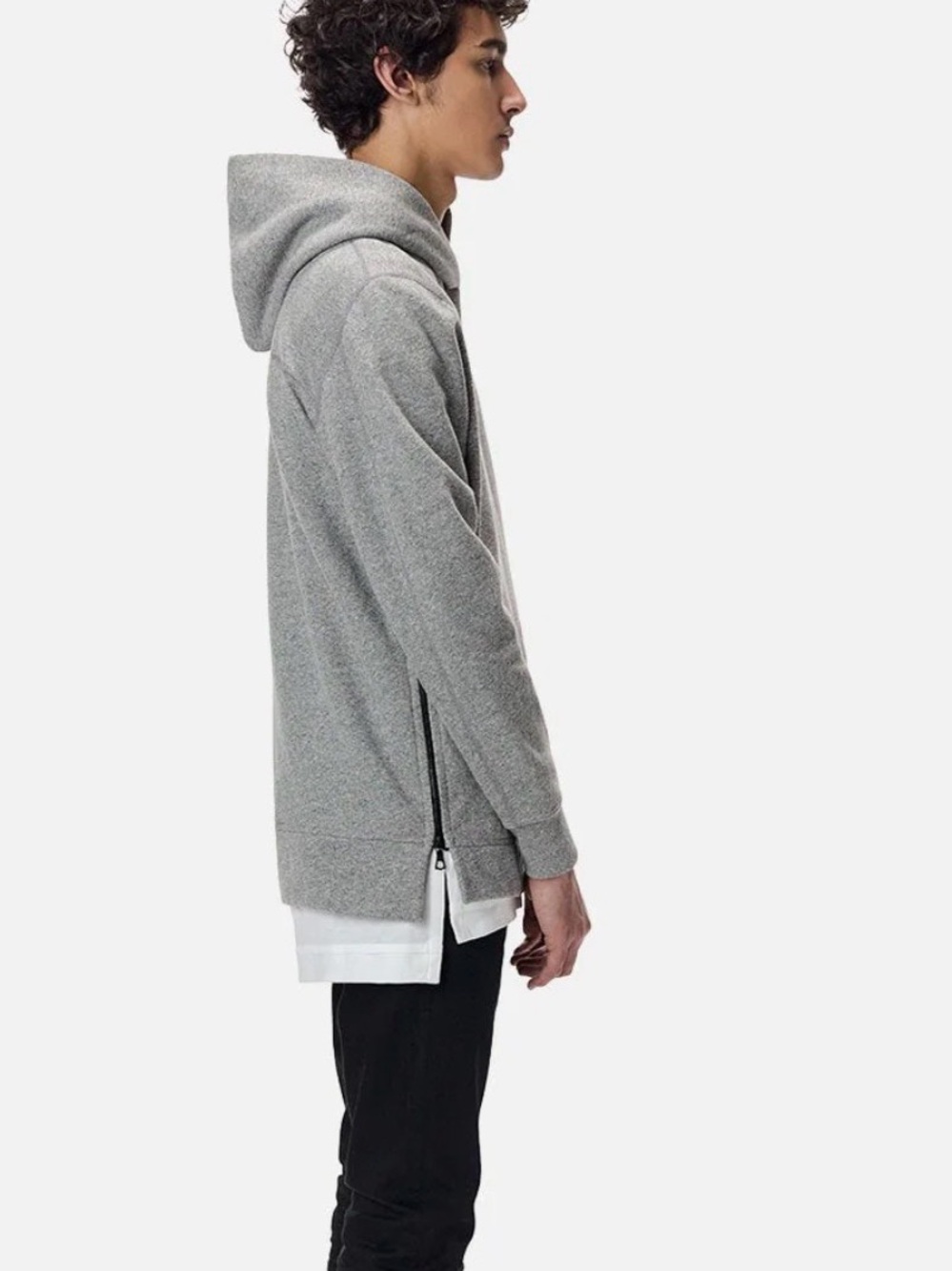 John Elliott Villain Hoodie size 3 (large) w side zip in heather grey - Picture 3 of 4